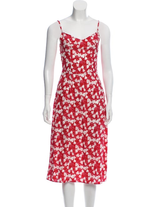 HVN Silk Strawberry Print Dress Red