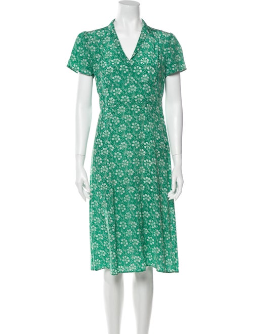 HVN Silk Midi Length Dress Green