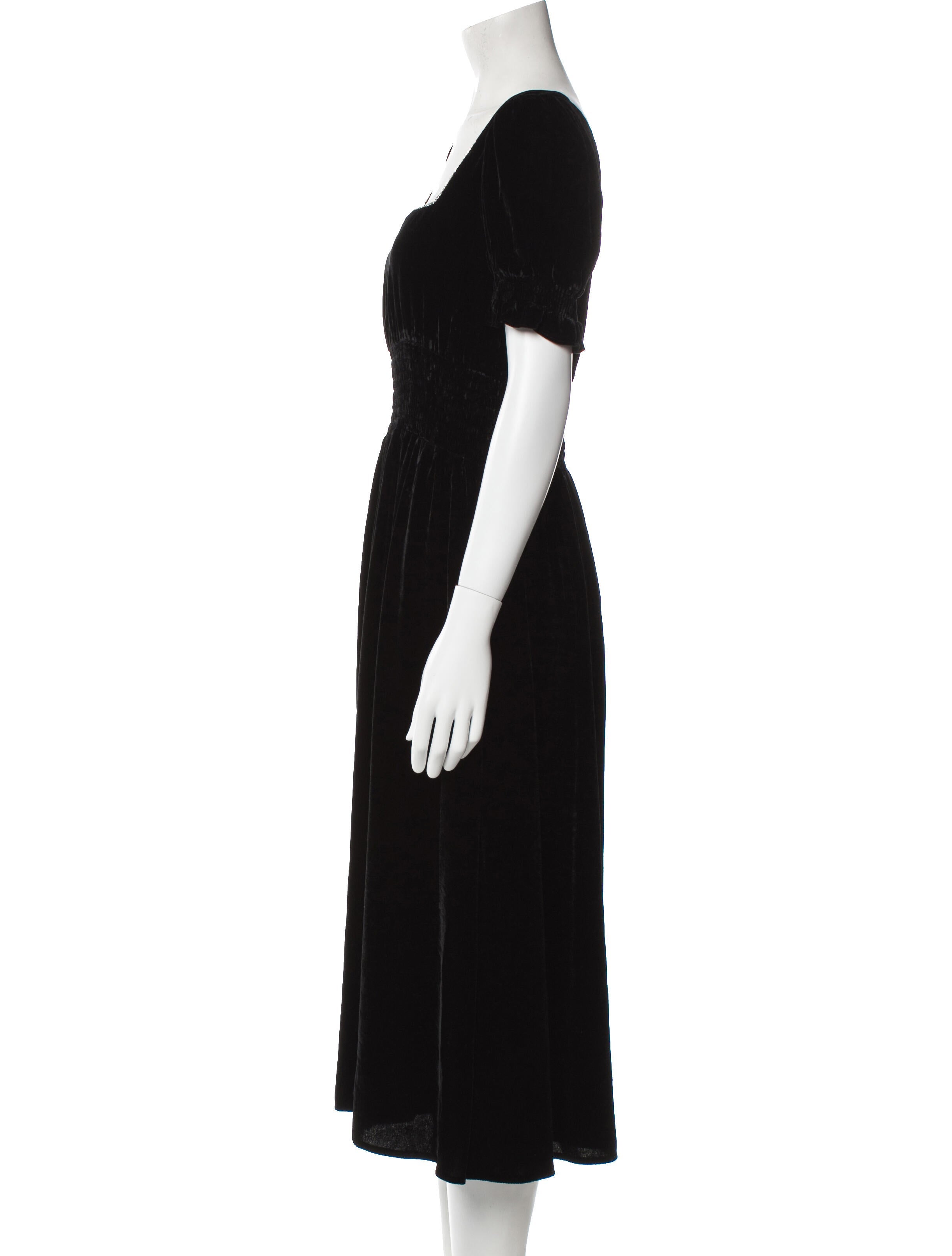 HVN Square Neckline Midi Length Dress