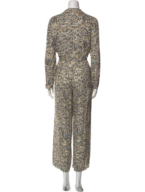 HVN Printed V-Neck Jumpsuit
