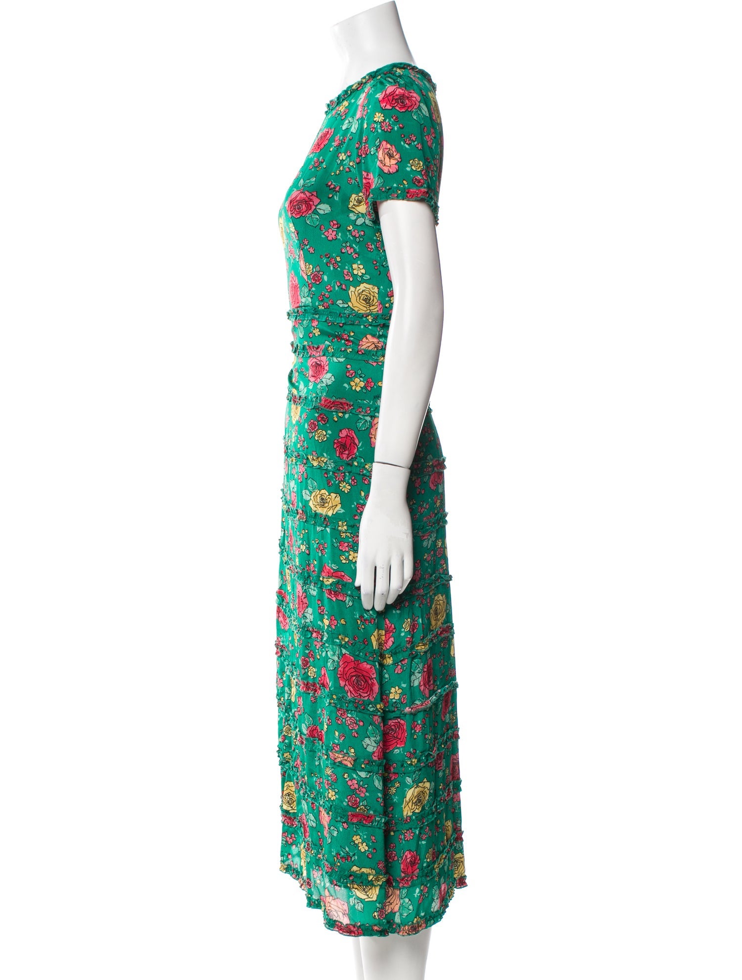 HVN Floral Print Midi Length Dress