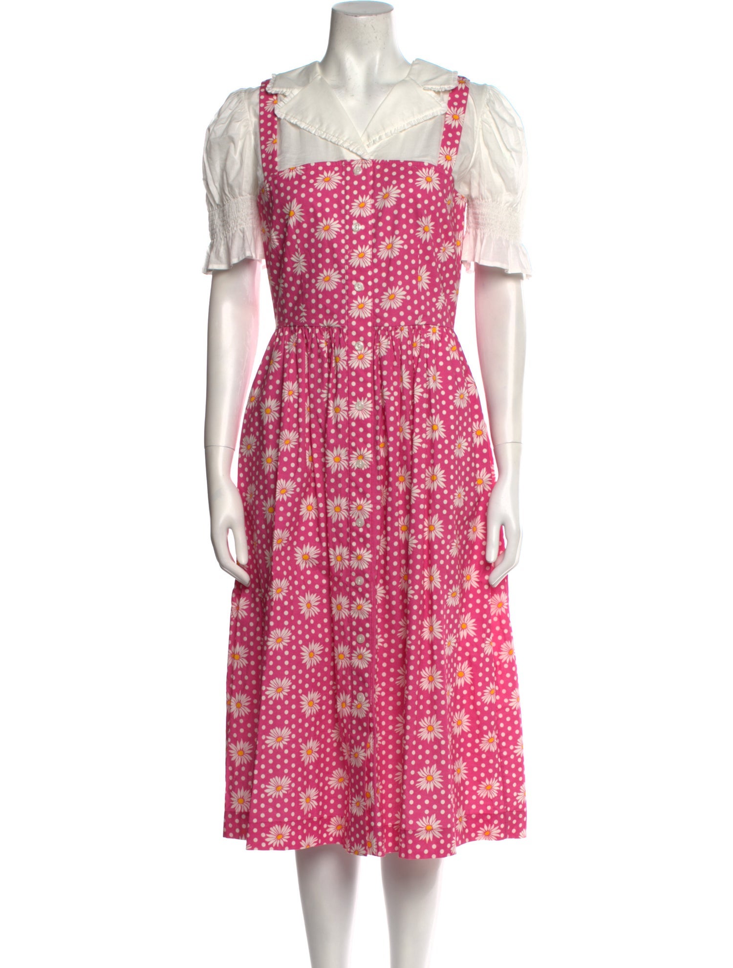 HVN Floral Print Midi Length Dress