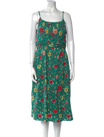 HVN Dresses Floral Print Midi Length Dress XL