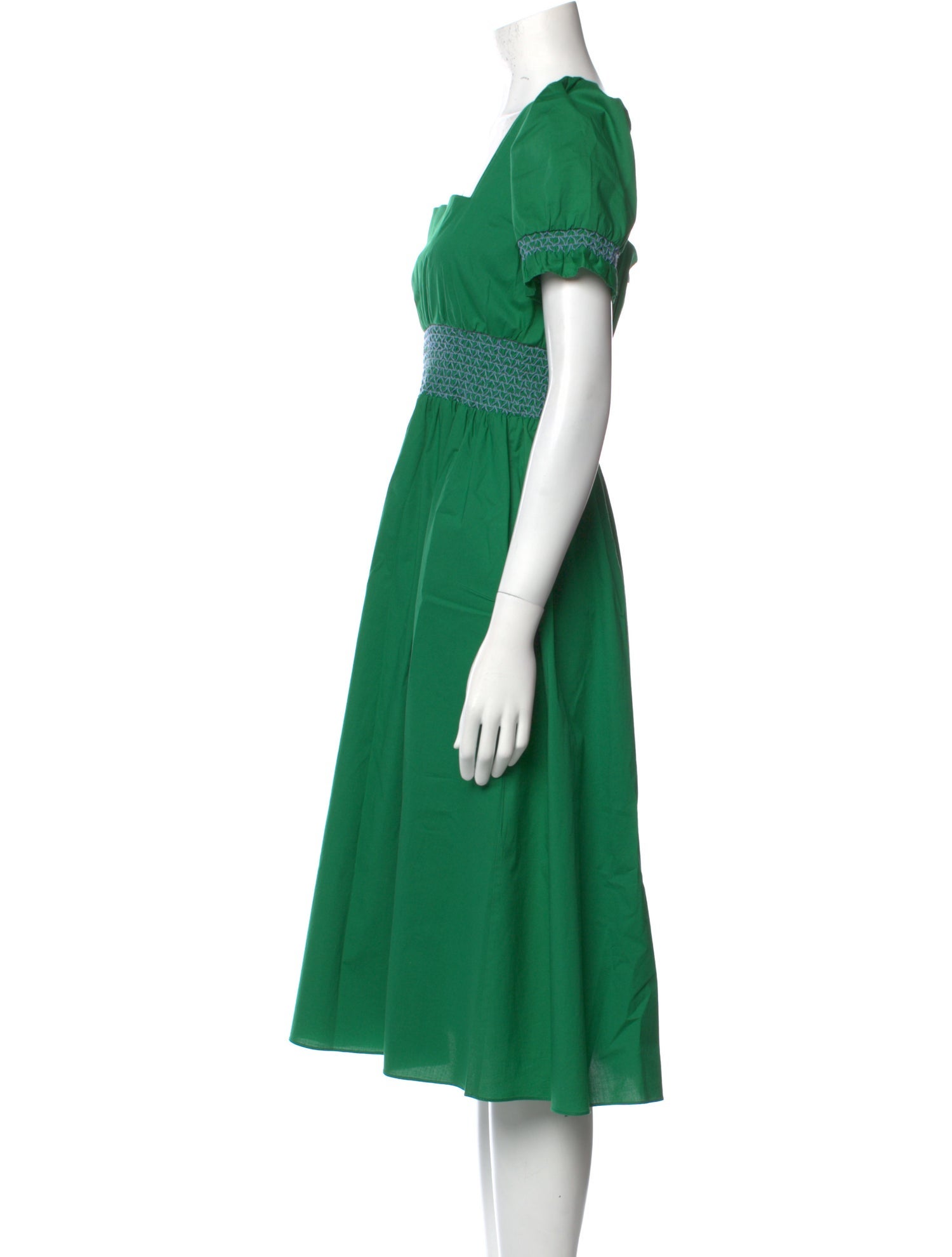 HVN Square Neckline Midi Length Dress