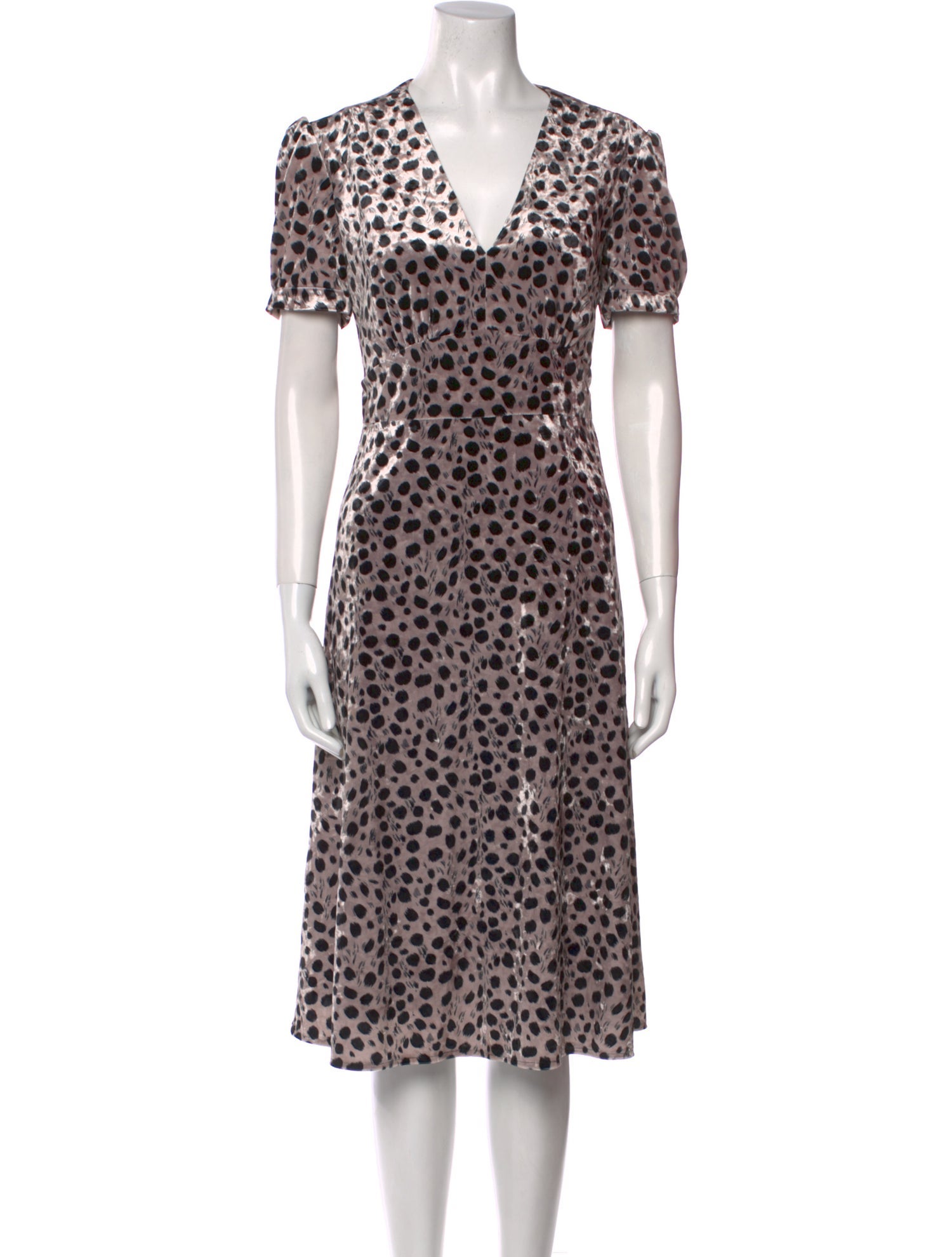 HVN Animal Print Midi Length Dress