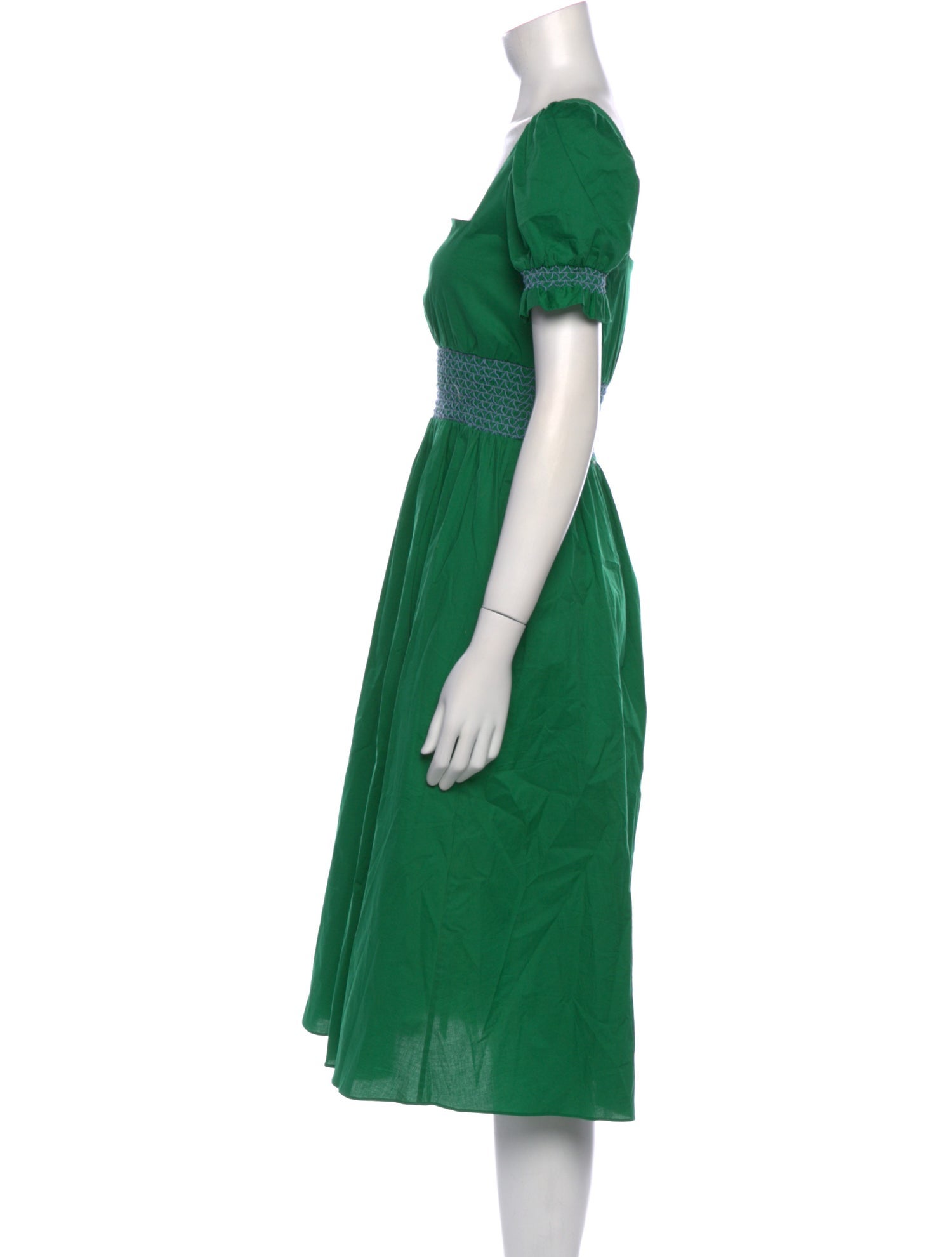 HVN Square Neckline Midi Length Dress