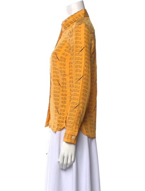 HVN Silk Printed Button-Up Top