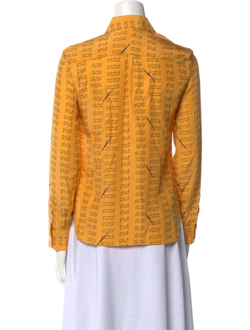 HVN Silk Printed Button-Up Top