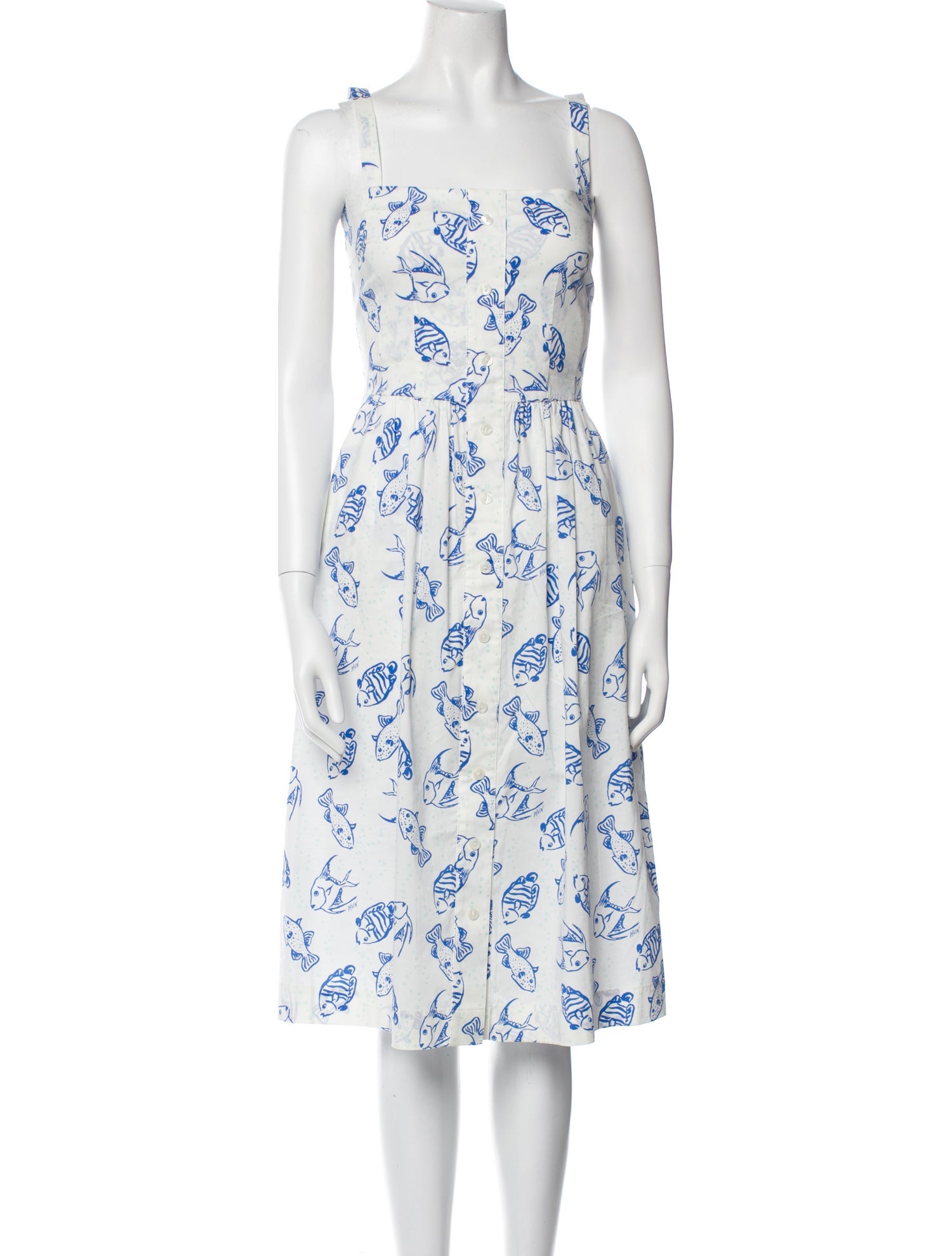 HVN Floral Print Midi Length Dress
