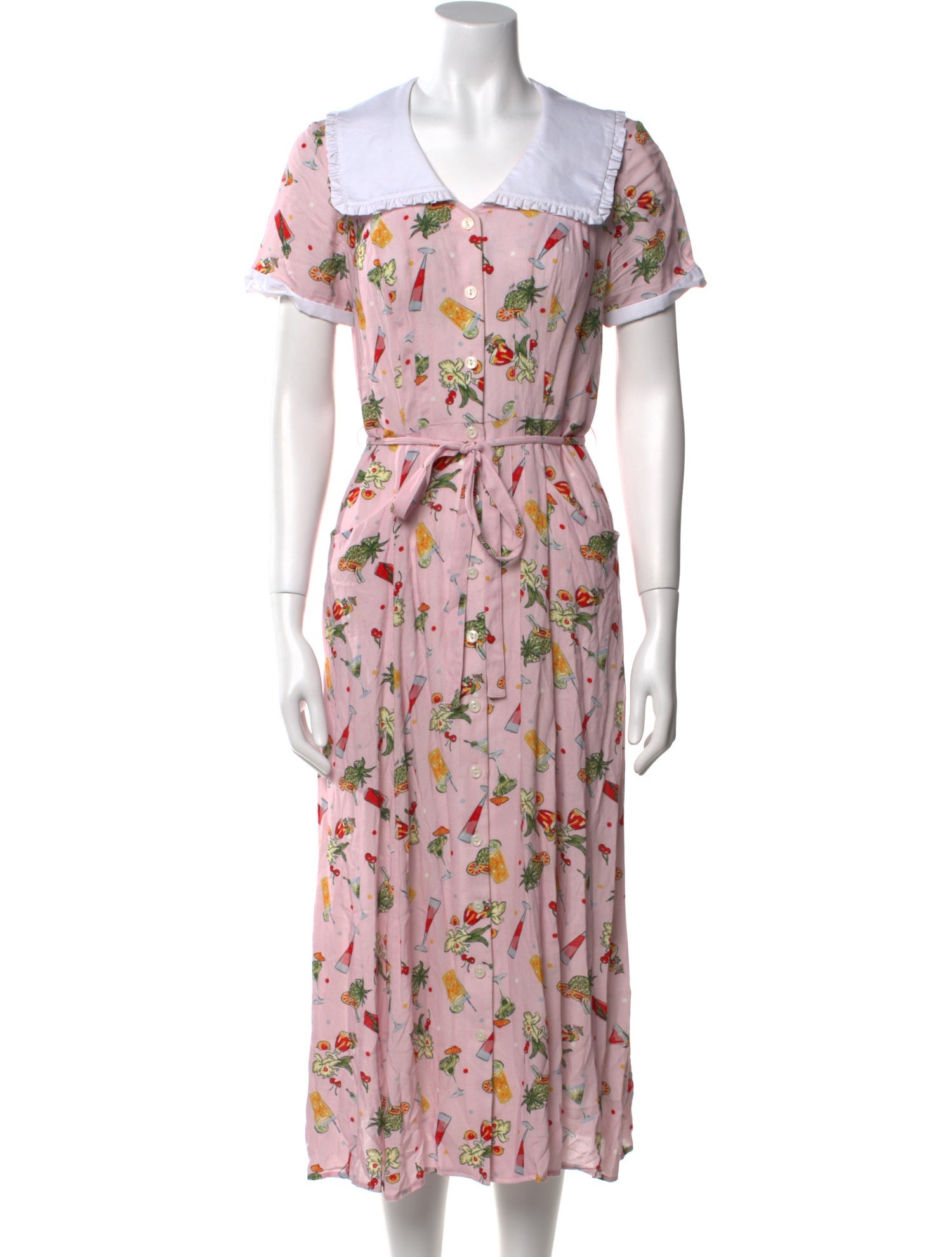 HVN Floral Print Midi Length Dress