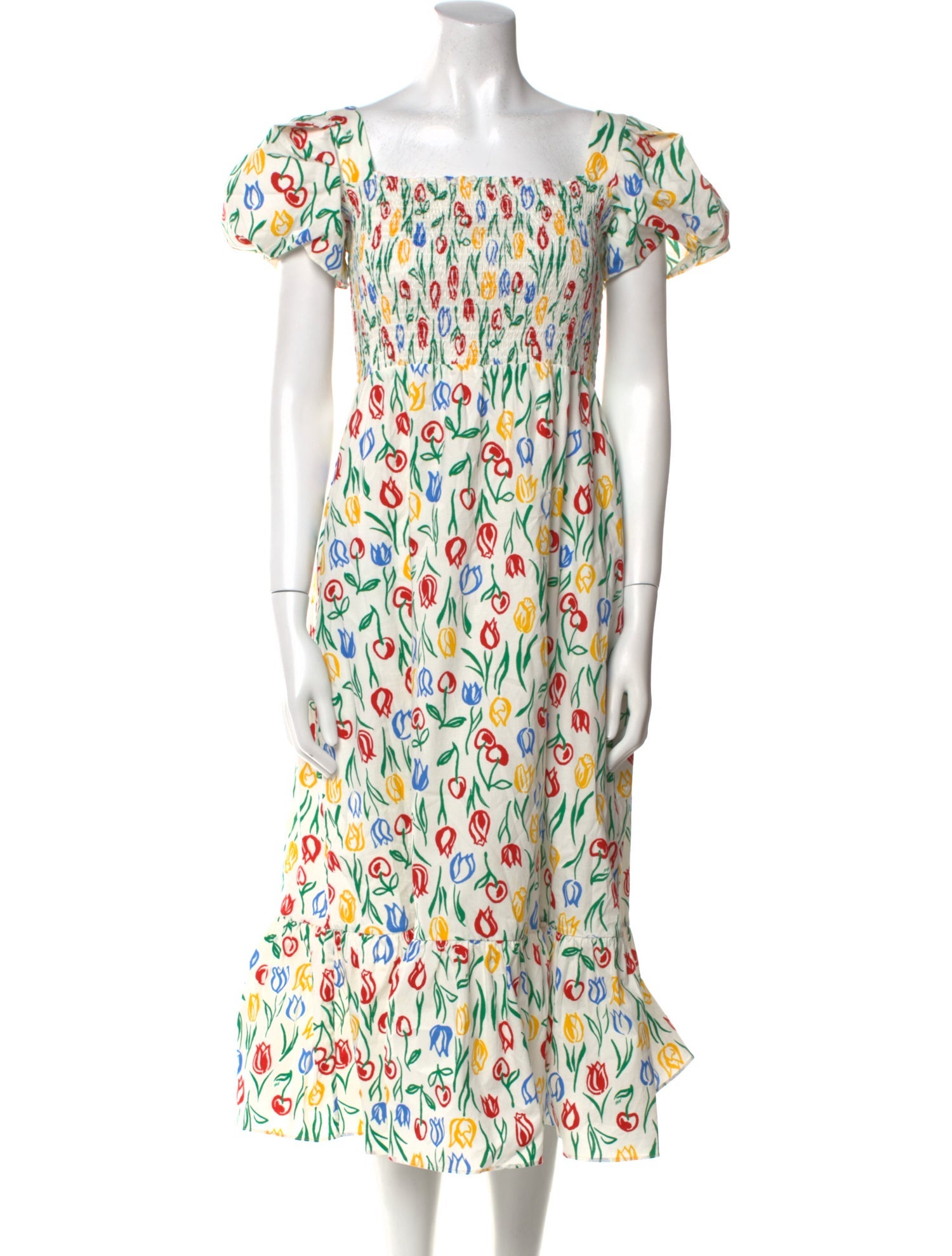 HVN Printed Midi Length Dress