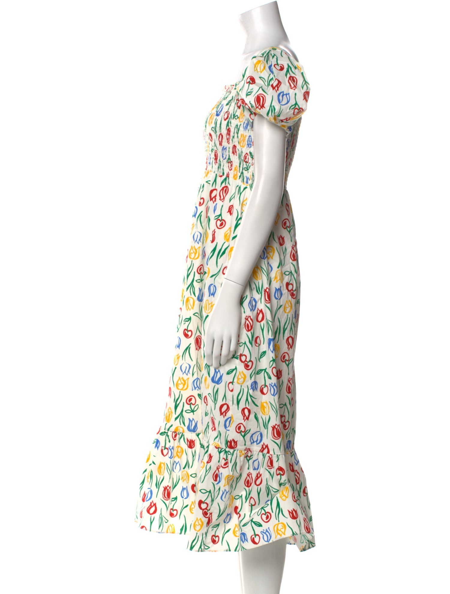 HVN Printed Midi Length Dress