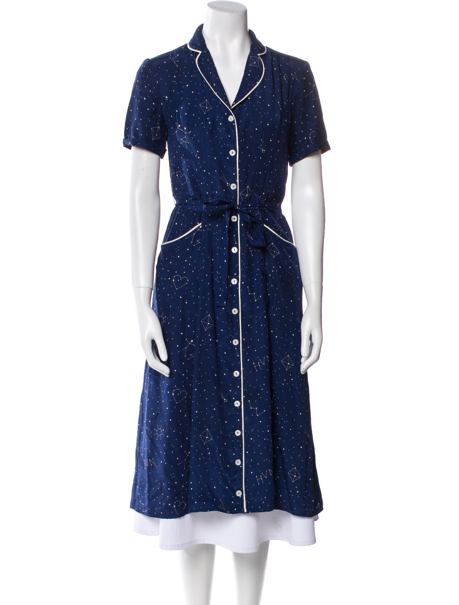 HVN Silk Pleated Accents Nightgown