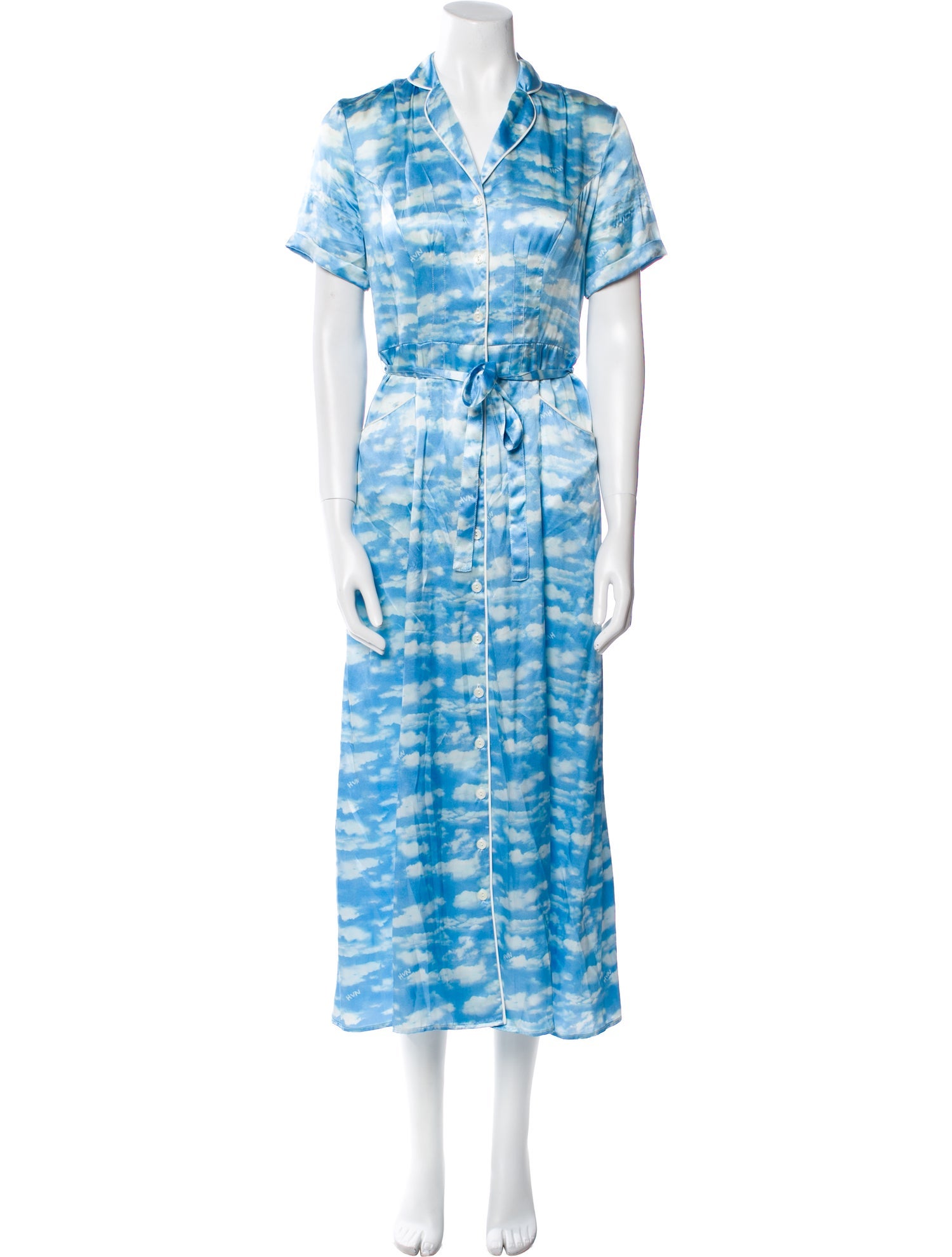 HVN Silk Tie-Dye Print Nightgown