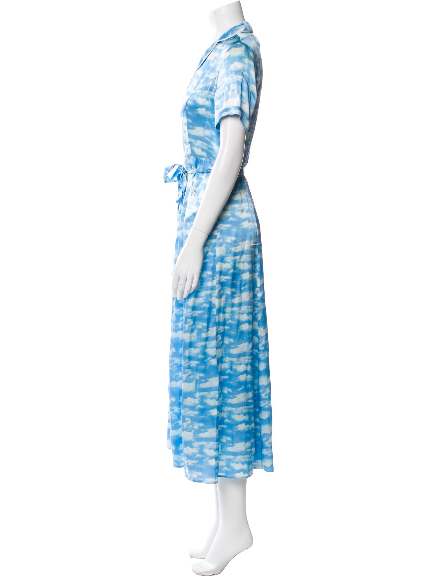 HVN Silk Tie-Dye Print Nightgown
