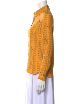 HVN Silk Printed Button-Up Top