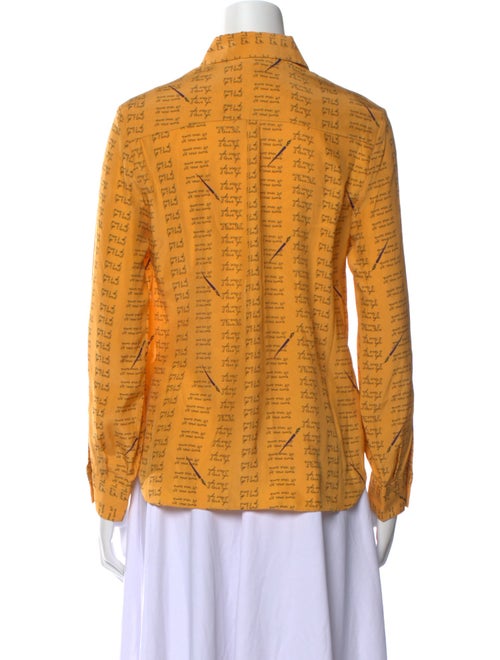 HVN Silk Printed Button-Up Top