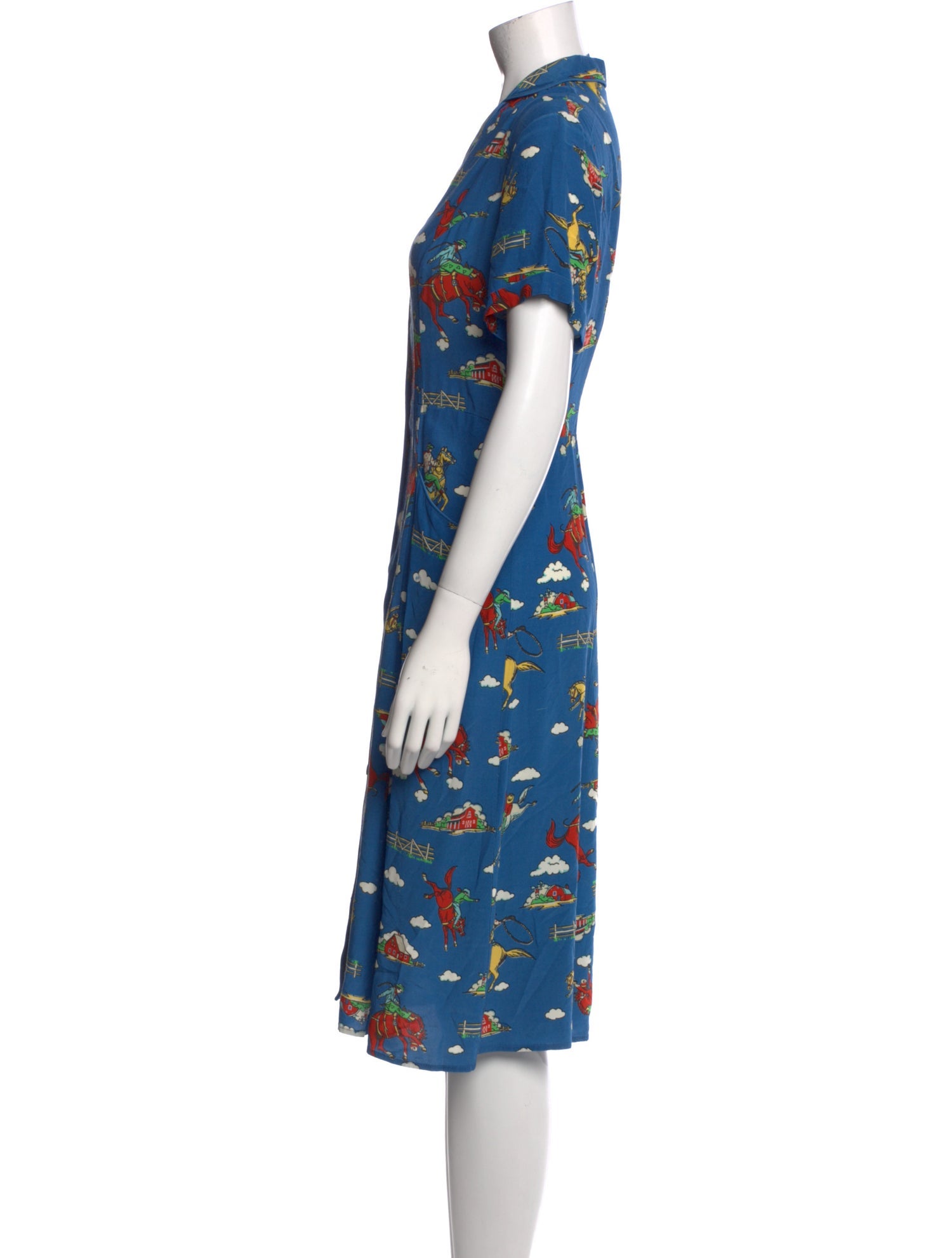 HVN Floral Print Midi Length Dress