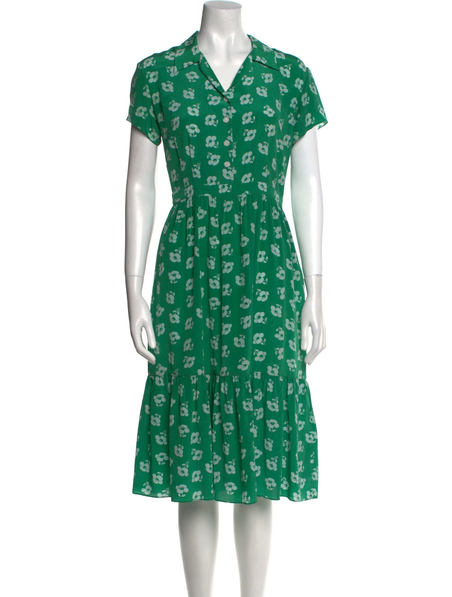 HVN Floral Print Midi Length Dress