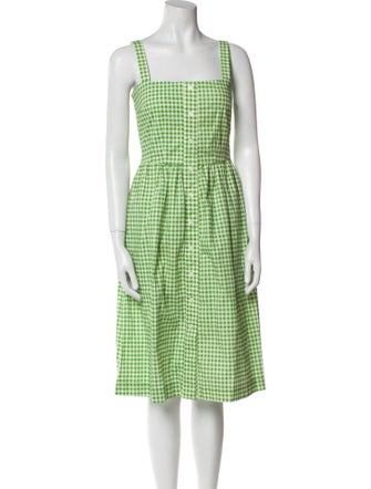 HVN Plaid Print Midi Length Dress