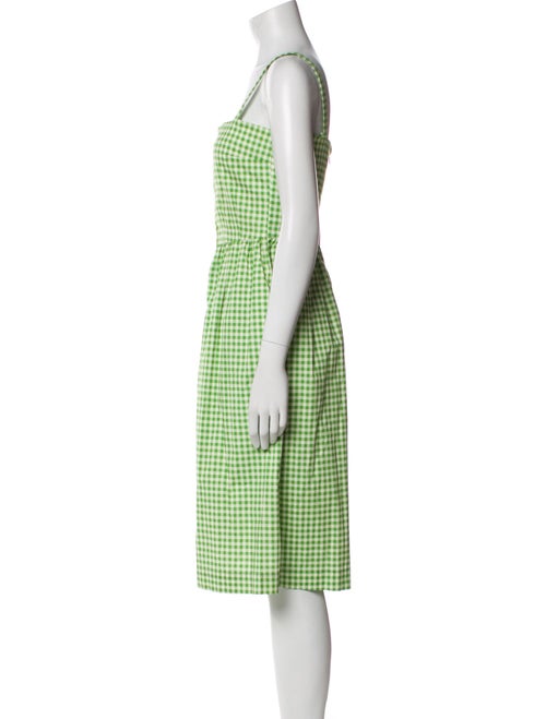 HVN Plaid Print Midi Length Dress