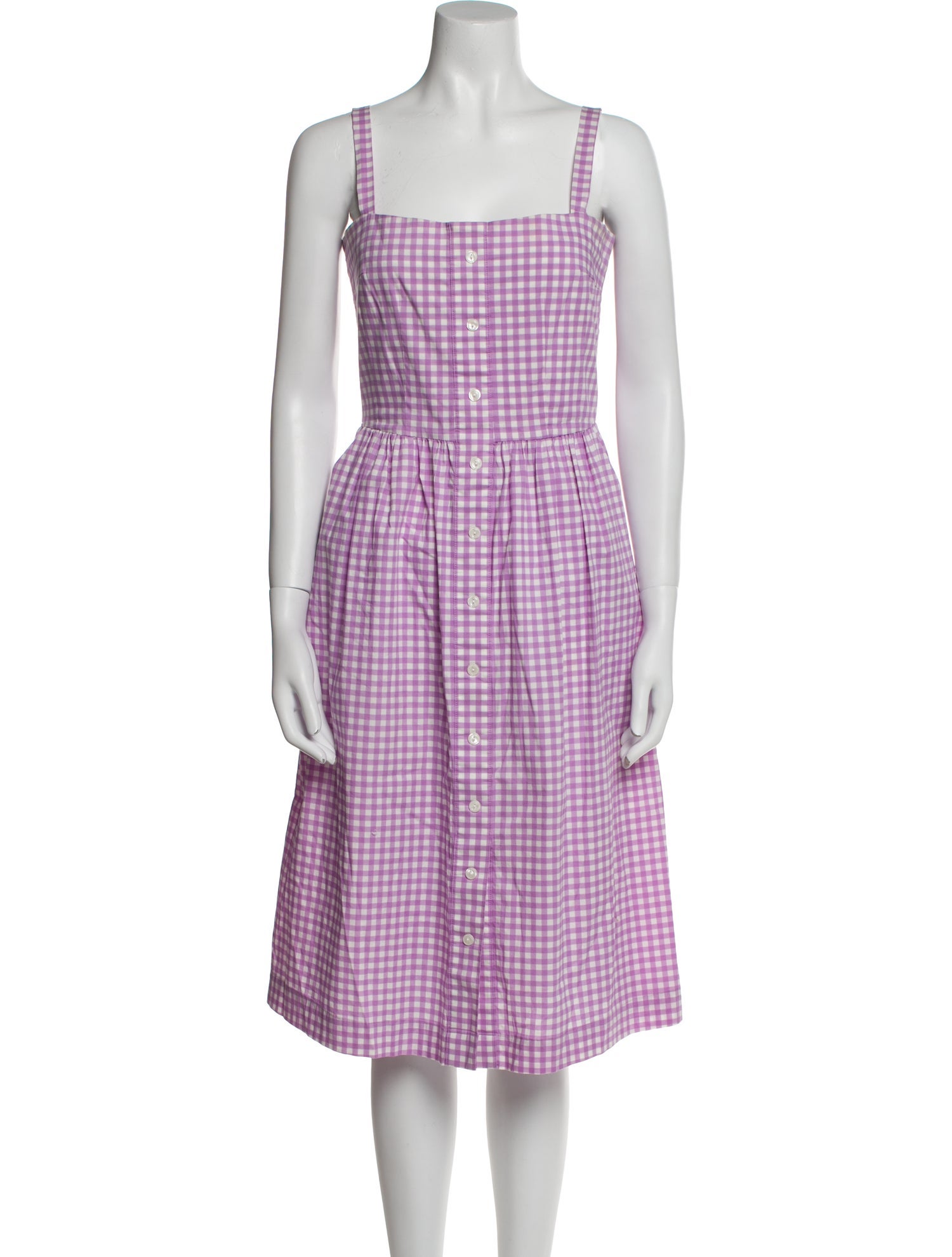 HVN Plaid Print Midi Length Dress