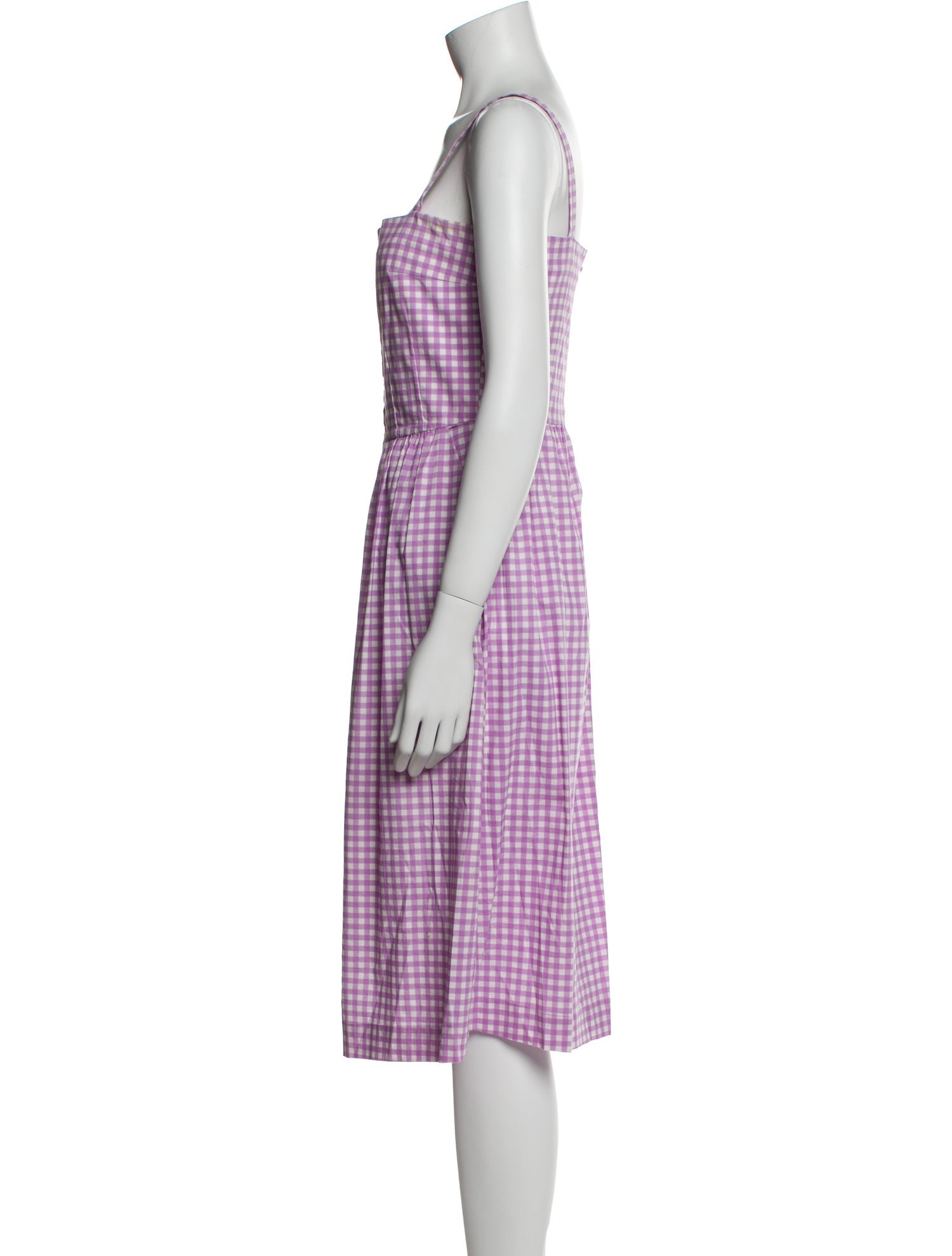 HVN Plaid Print Midi Length Dress