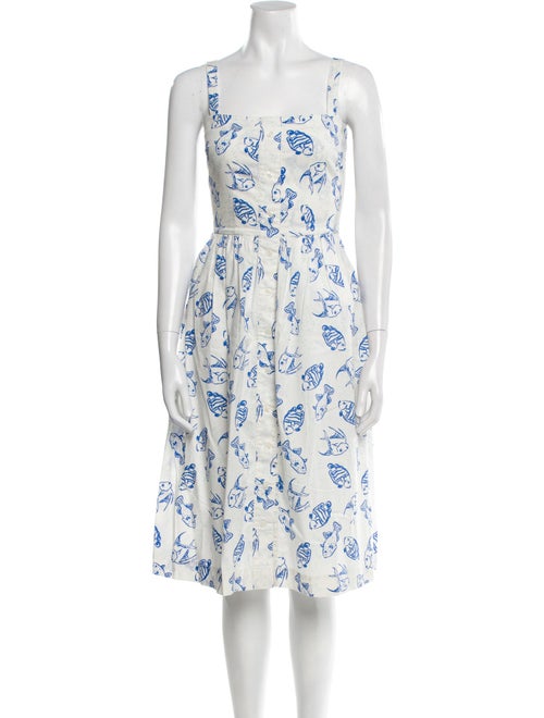 HVN Floral Print Midi Length Dress