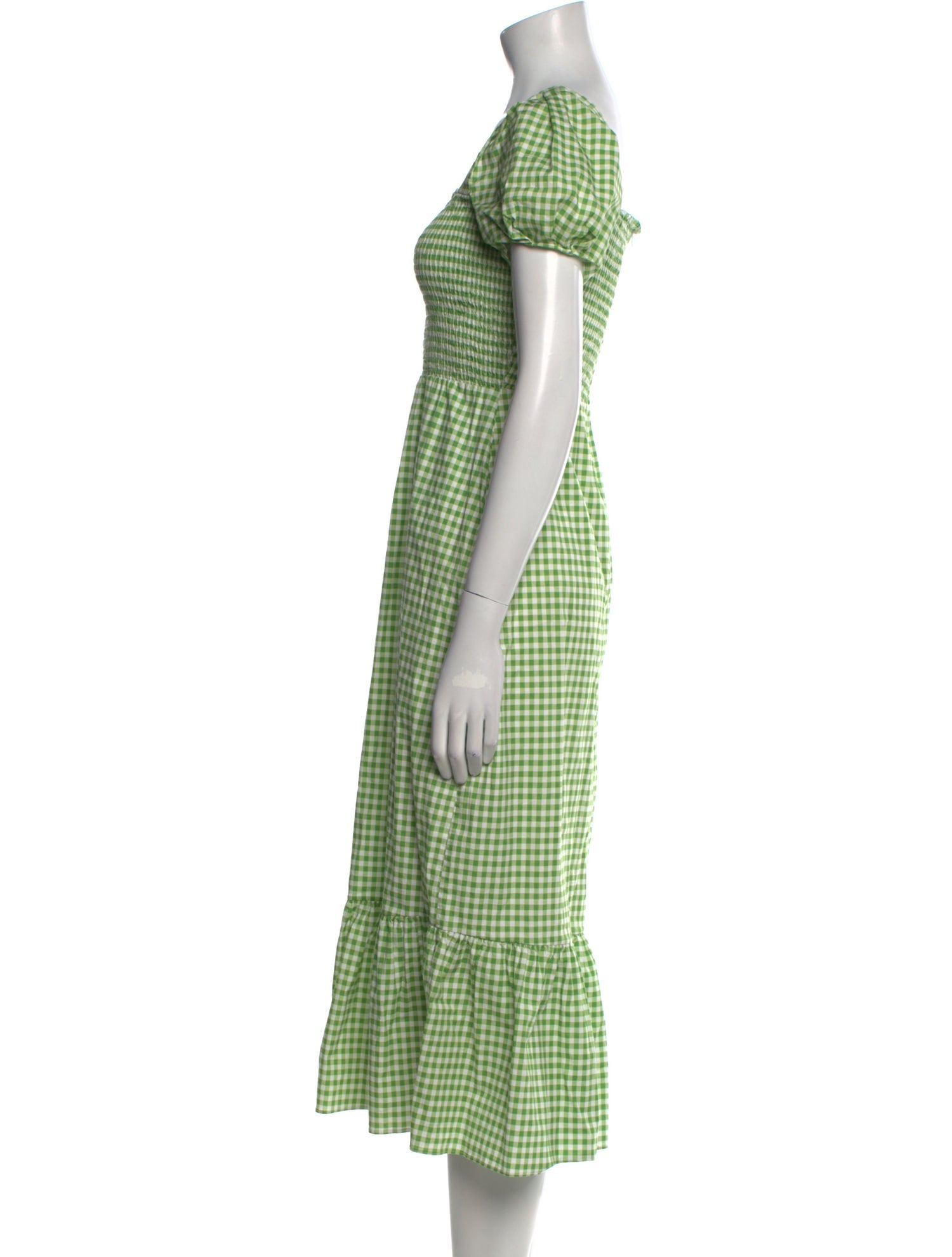 HVN Plaid Print Midi Length Dress