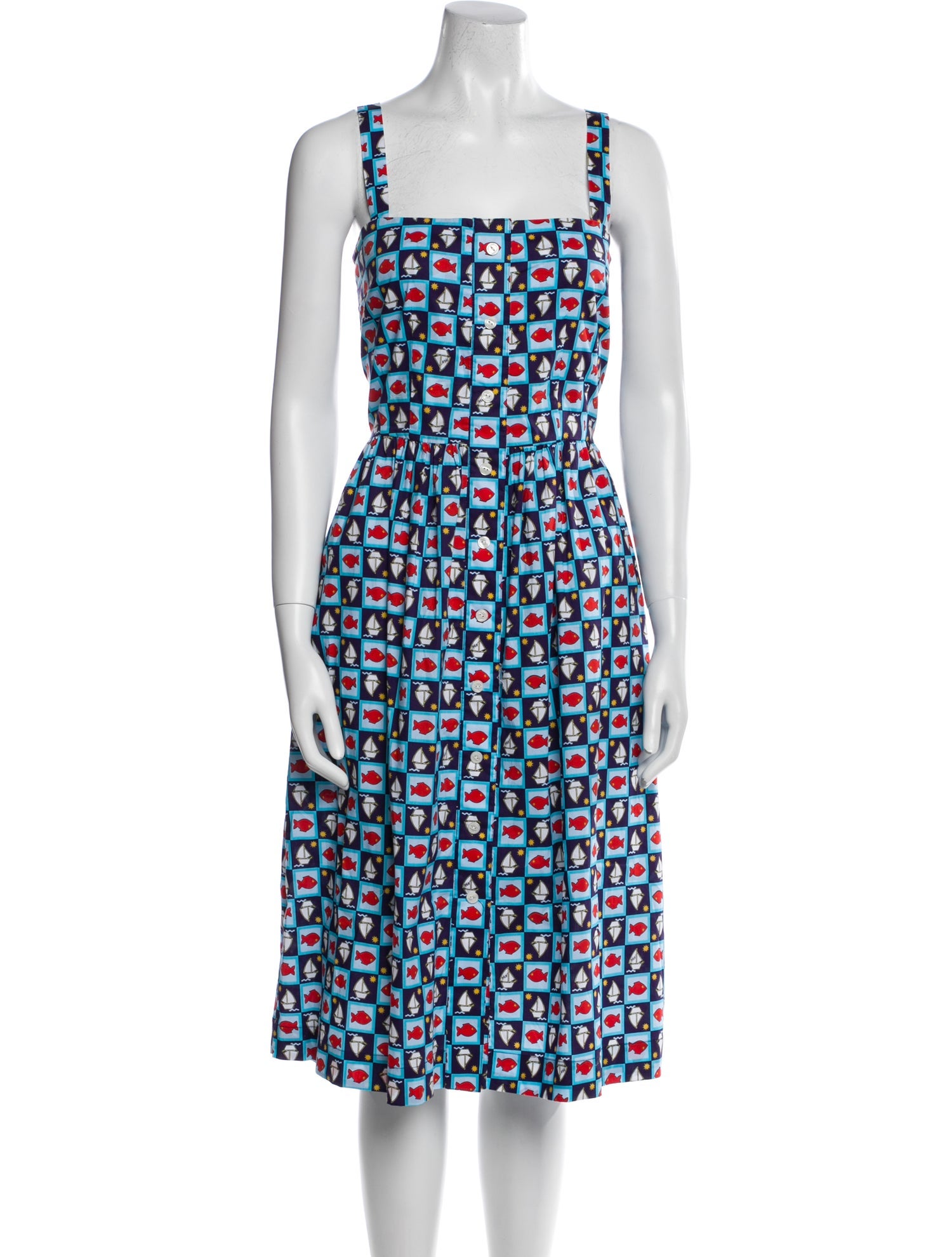 HVN Printed Midi Length Dress