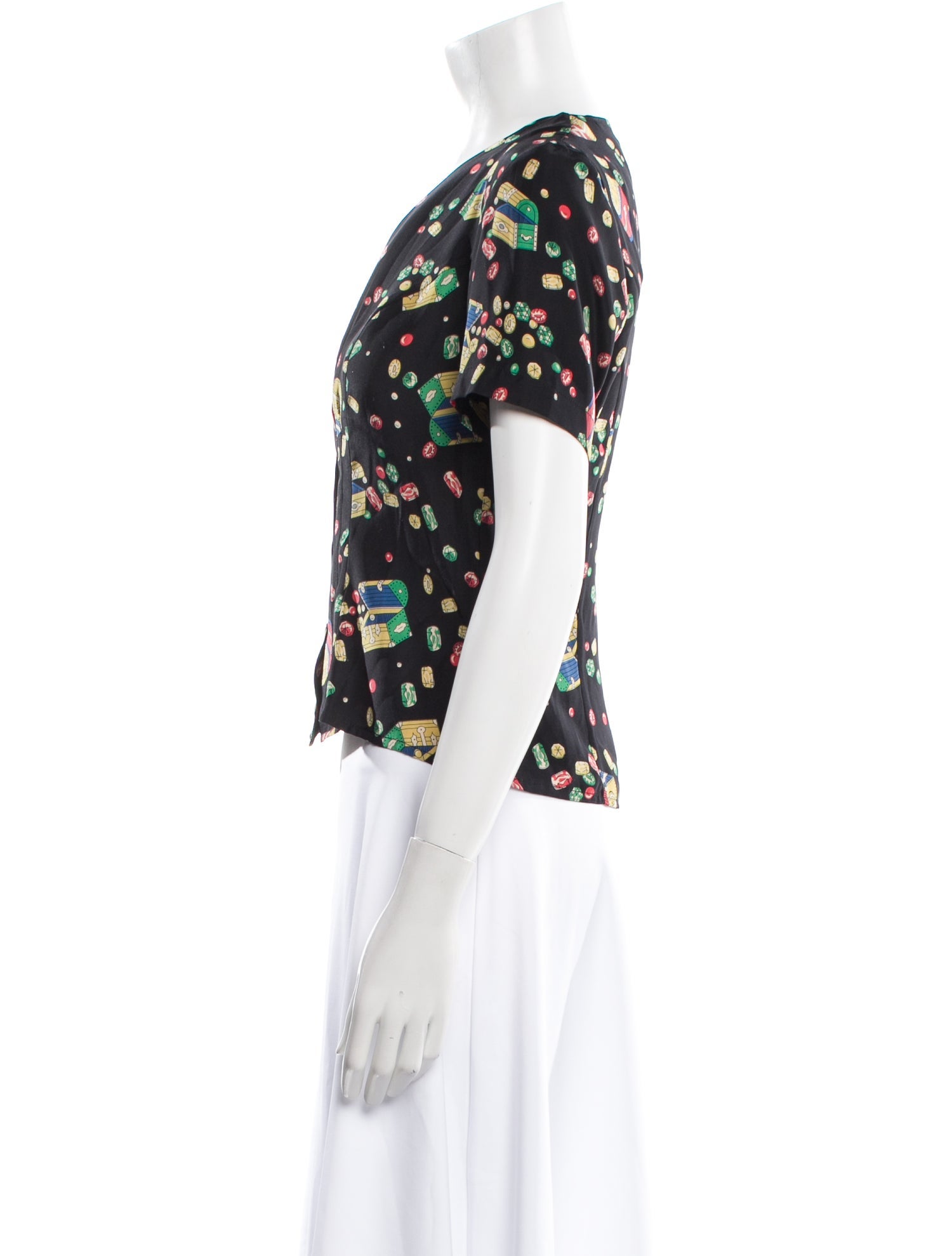 HVN Silk Floral Print Top