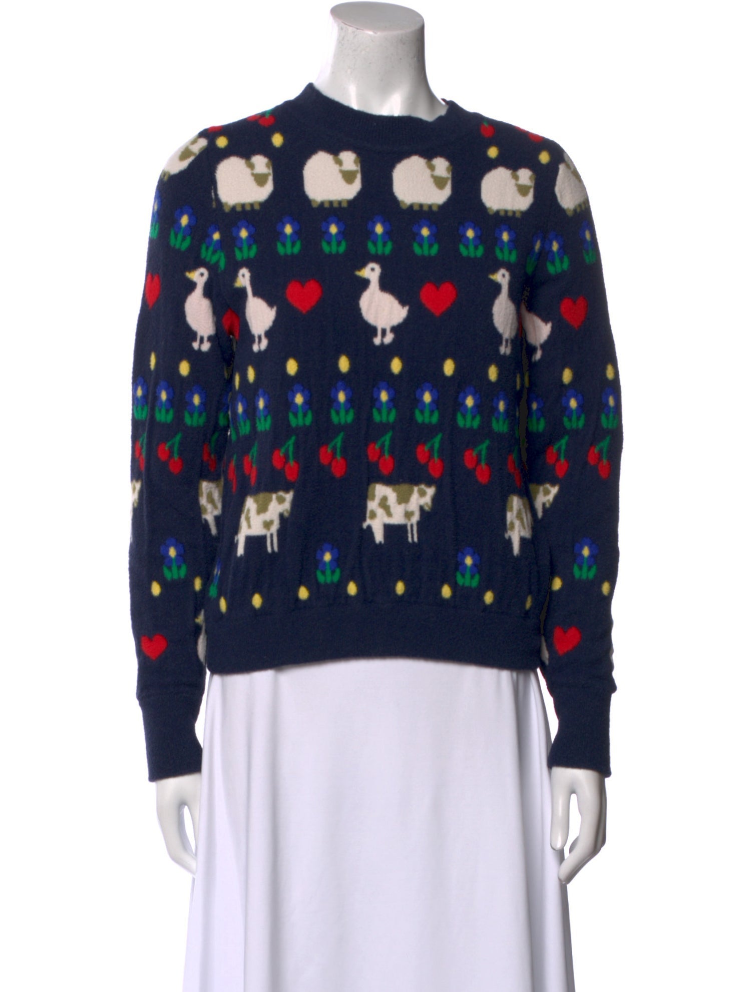 HVN Printed Crew Neck Sweater