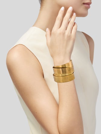 Hervé Van der Straeten Hammered Wide Cuff Bracelet