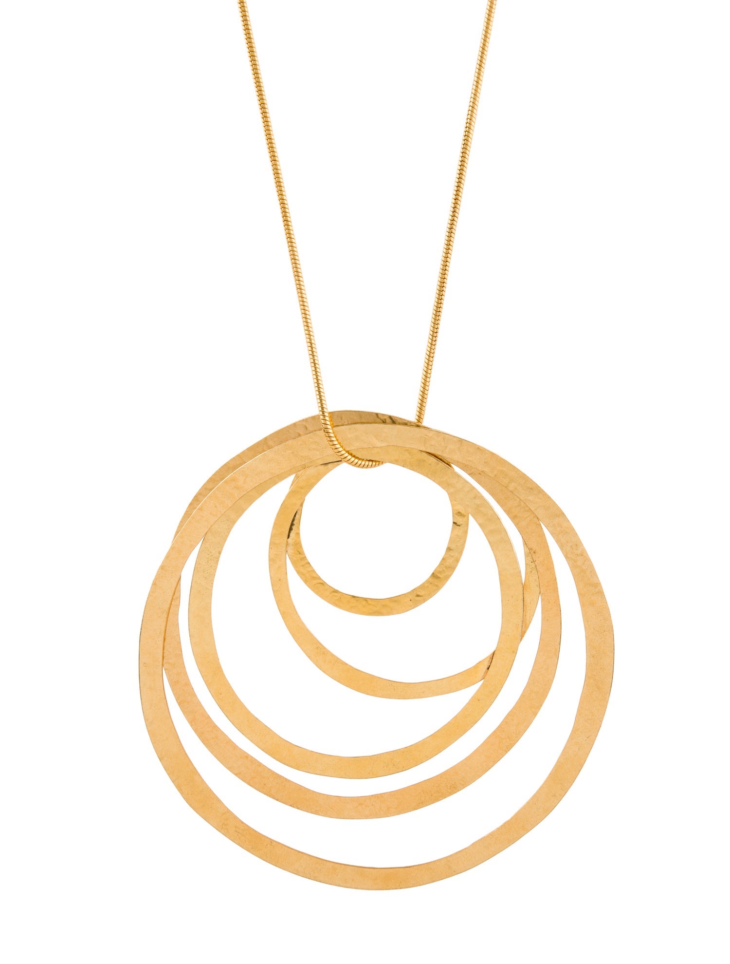 Hervé Van der Straeten Hammered 5 Ring Pendant Necklace