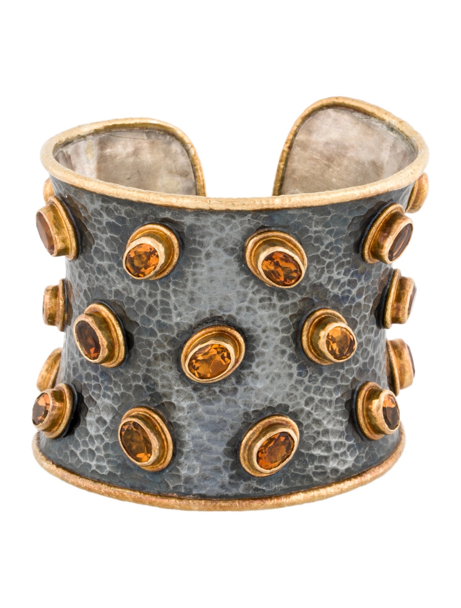 Ara Collection Two-Tone Citrine Embellished Cuff Bracelet