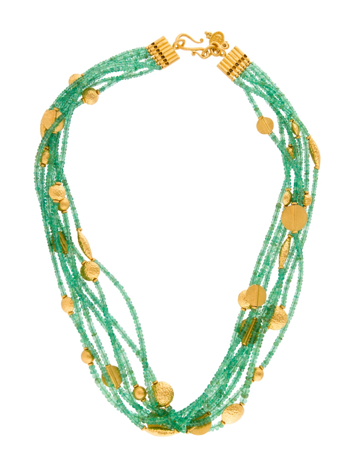 Ara Collection 24K Emerald Bead Multistrand Necklace
