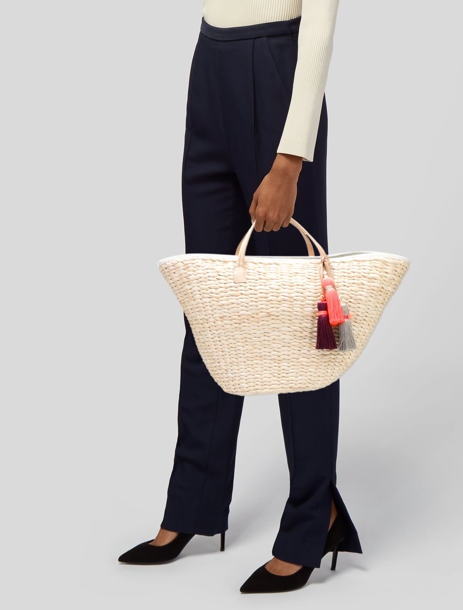 India Hicks Straw Top Handle Bag