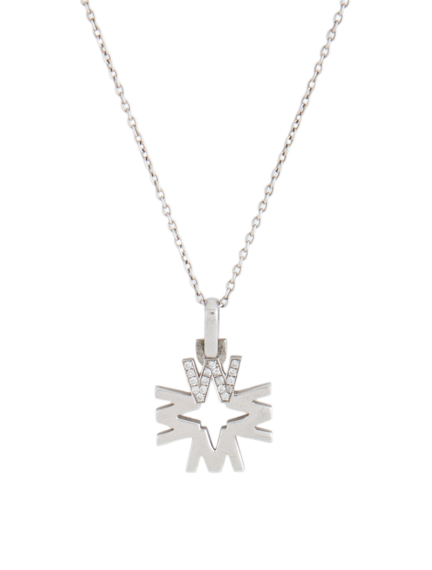 India Hicks Diamond Initial 'W' Pendant Necklace