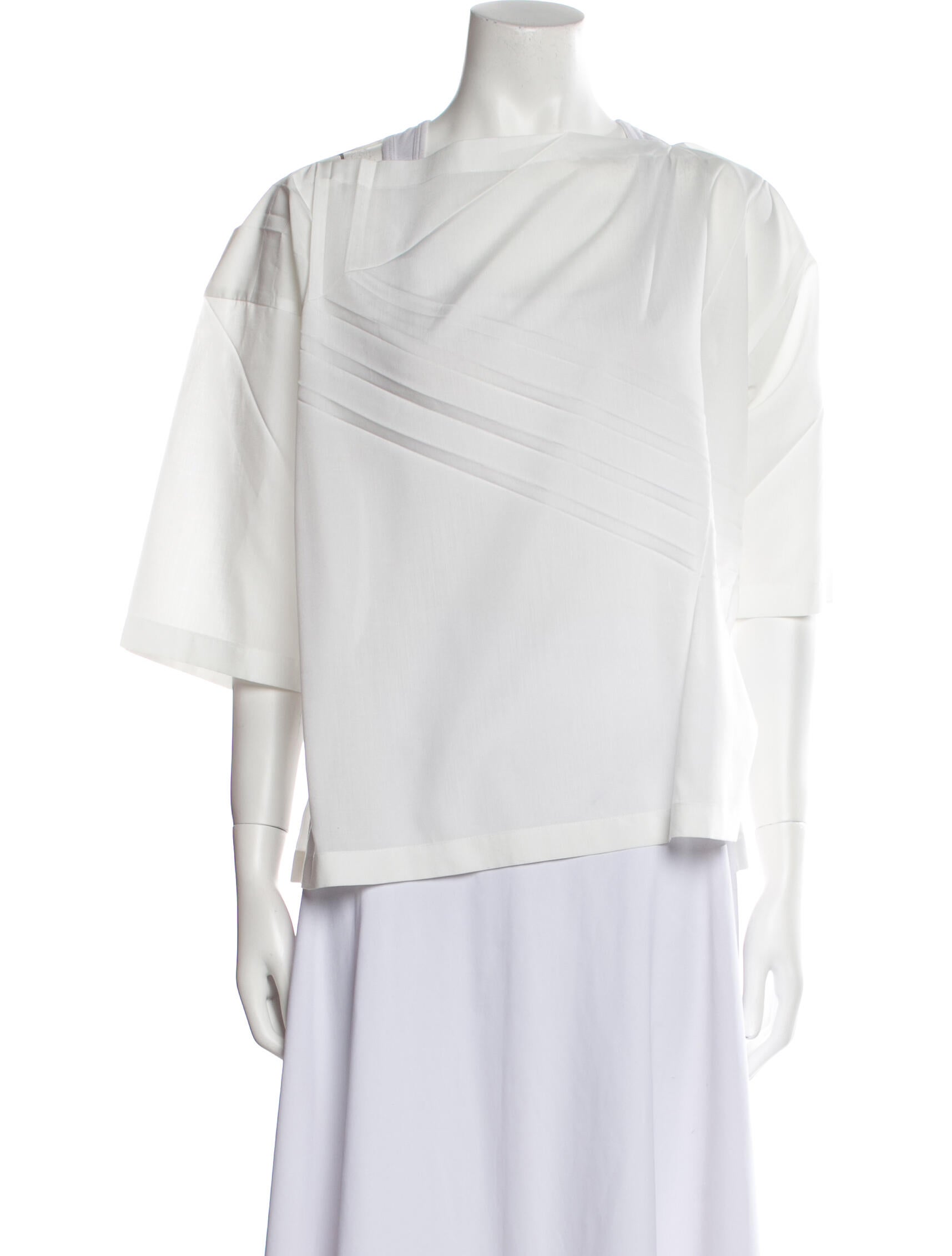 132 5. Issey Miyake Square Neckline Three-Quarter Sleeve Blouse
