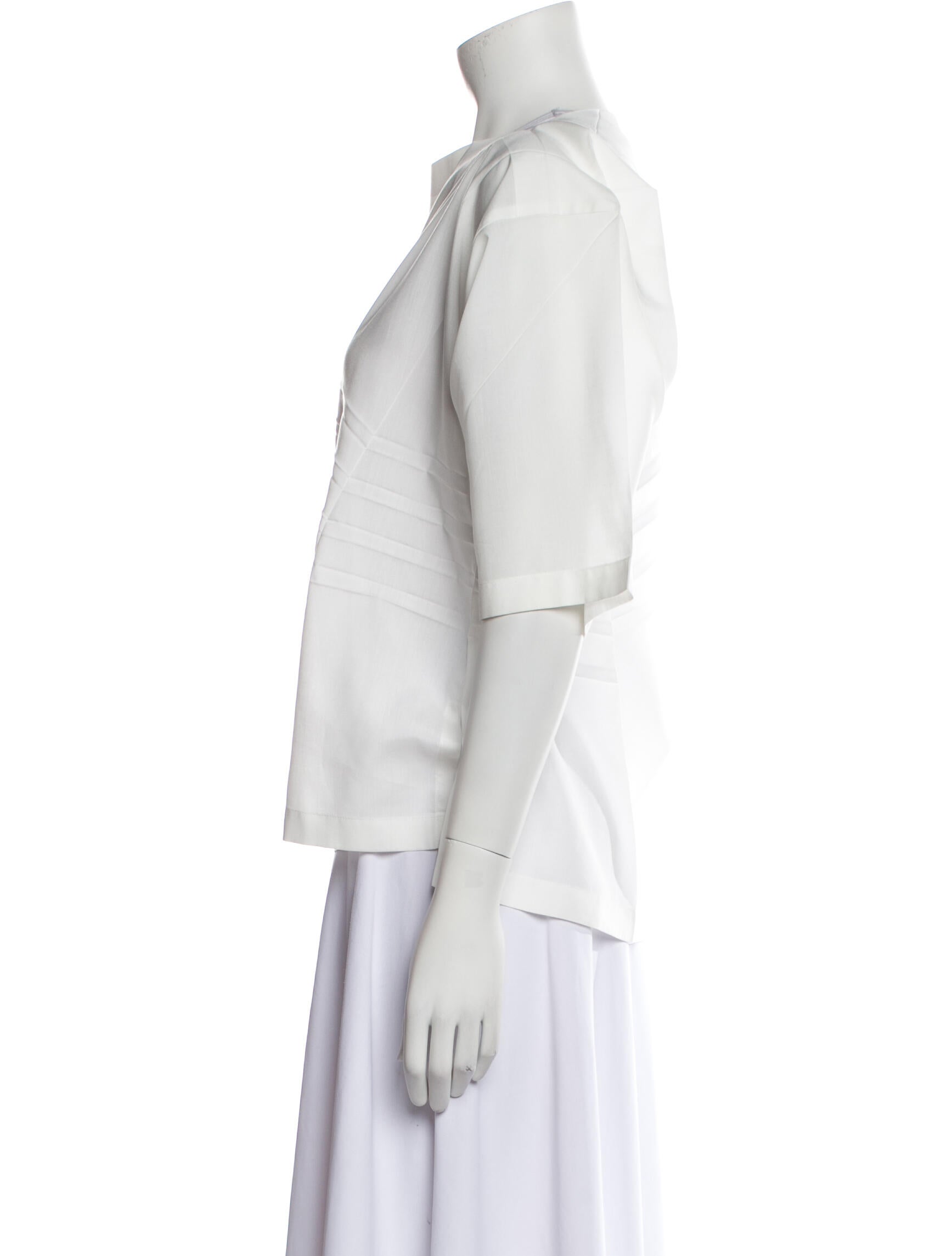 132 5. Issey Miyake Square Neckline Three-Quarter Sleeve Blouse