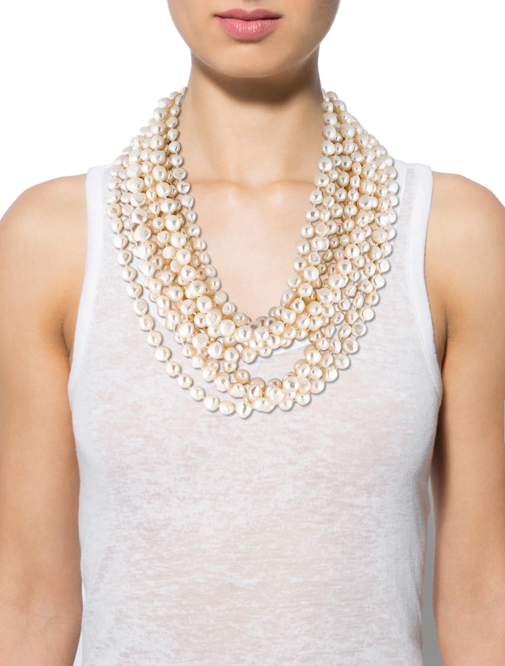 Iradj Moini Multi Strand Pearl Necklace with Multi Gemstone Clasp