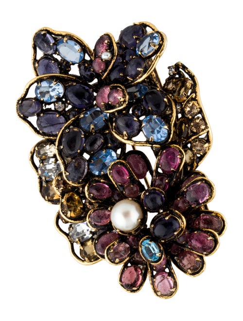 Iradj Moini Multi Strand Pearl Necklace with Multi Gemstone Clasp