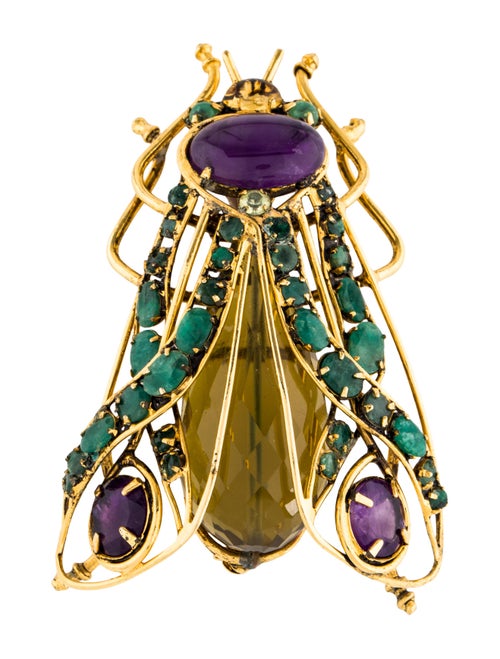 Iradj Moini Multistone Insect Brooch Gold