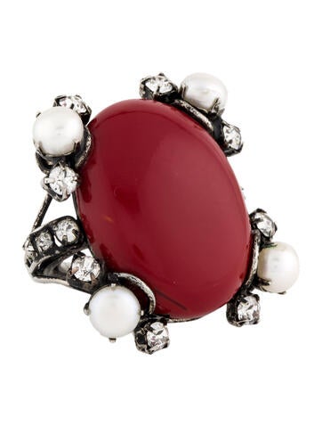 Iradj Moini Cocktail Ring Pearl & Crystal 6.5-7.0mm | 7