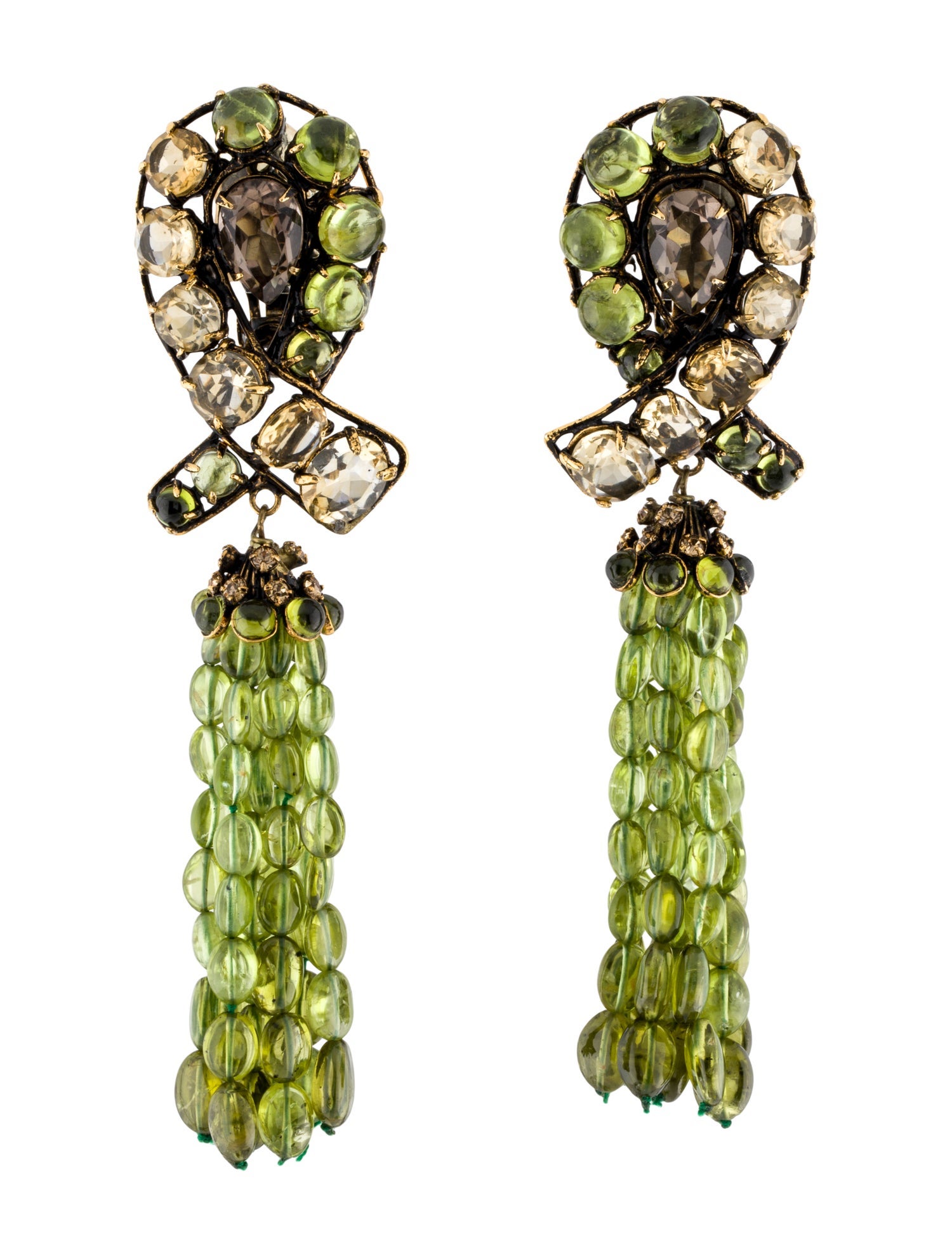Iradj Moini Multi StoneTasseled Clip-On Earrings