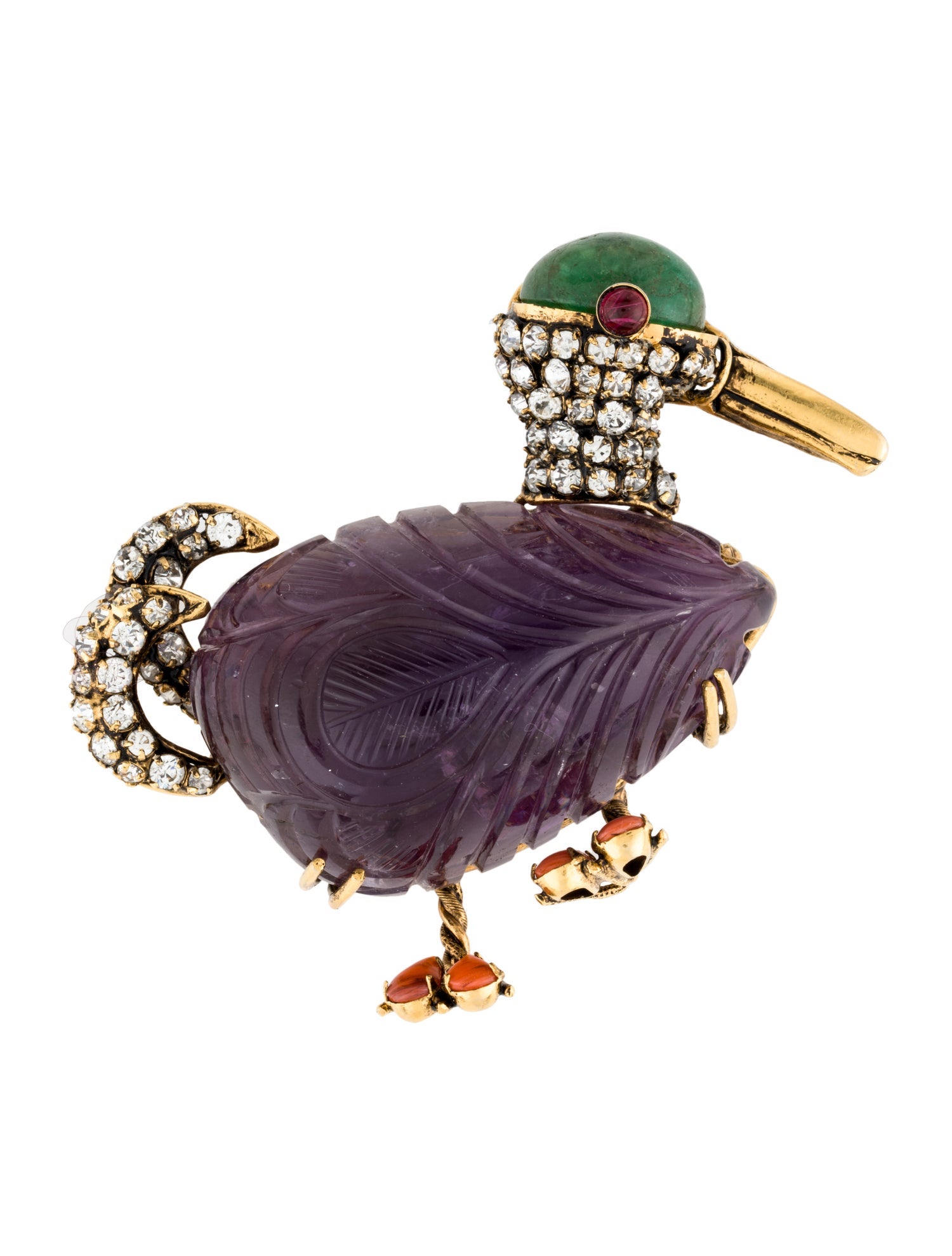 Iradj Moini Multistone & Crystal Duck Brooch
