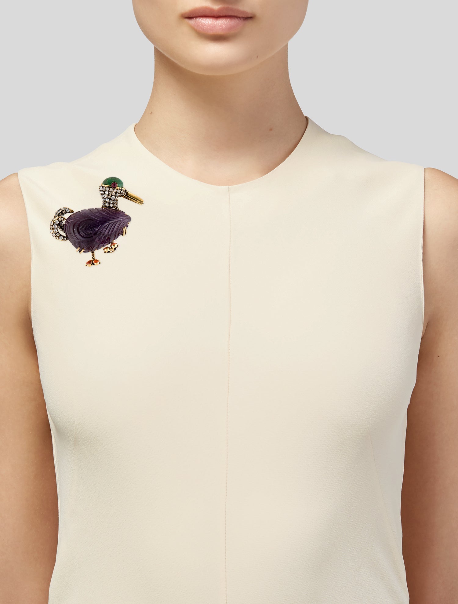 Iradj Moini Multistone & Crystal Duck Brooch