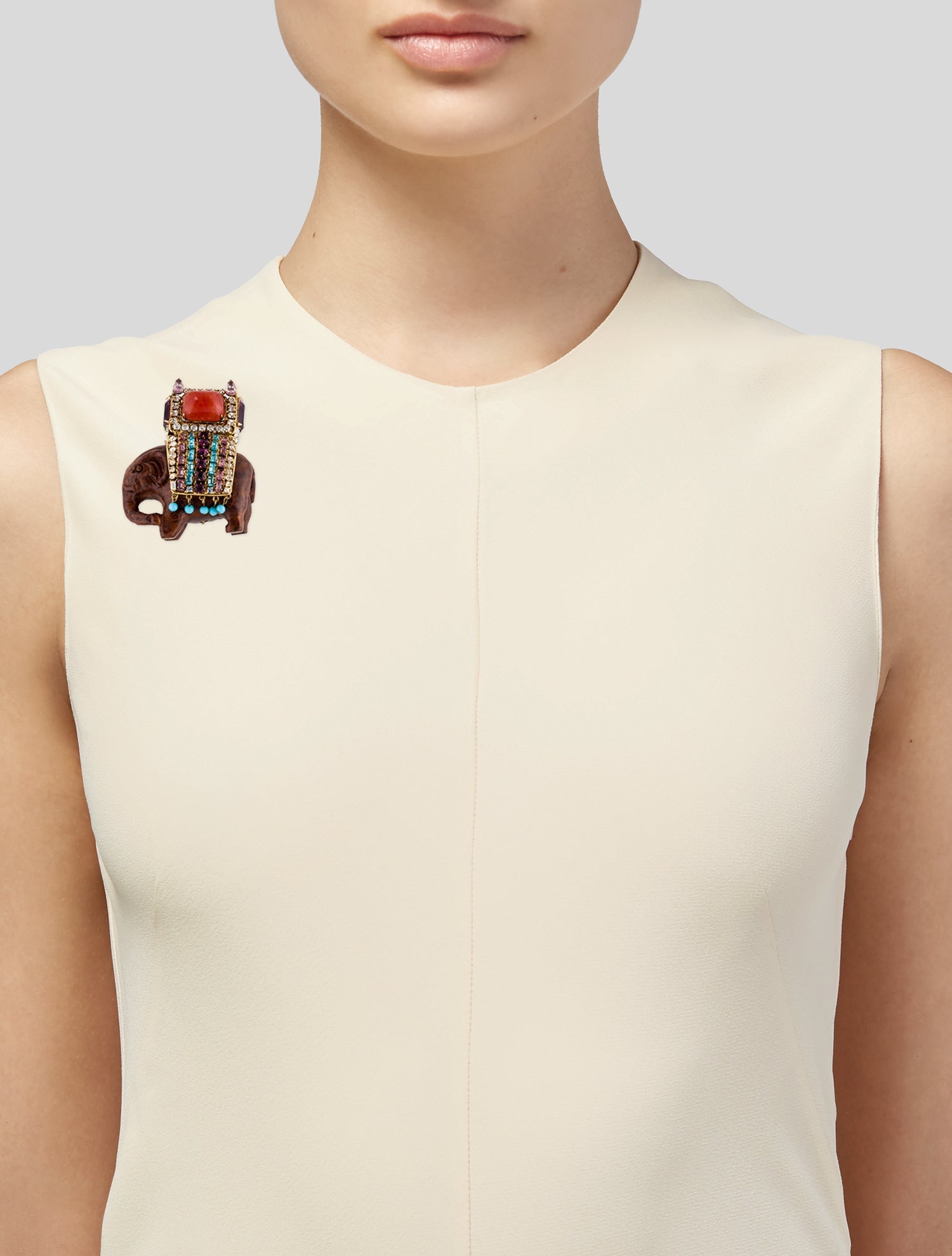 Iradj Moini Wood, Crystal & Stone Brooch