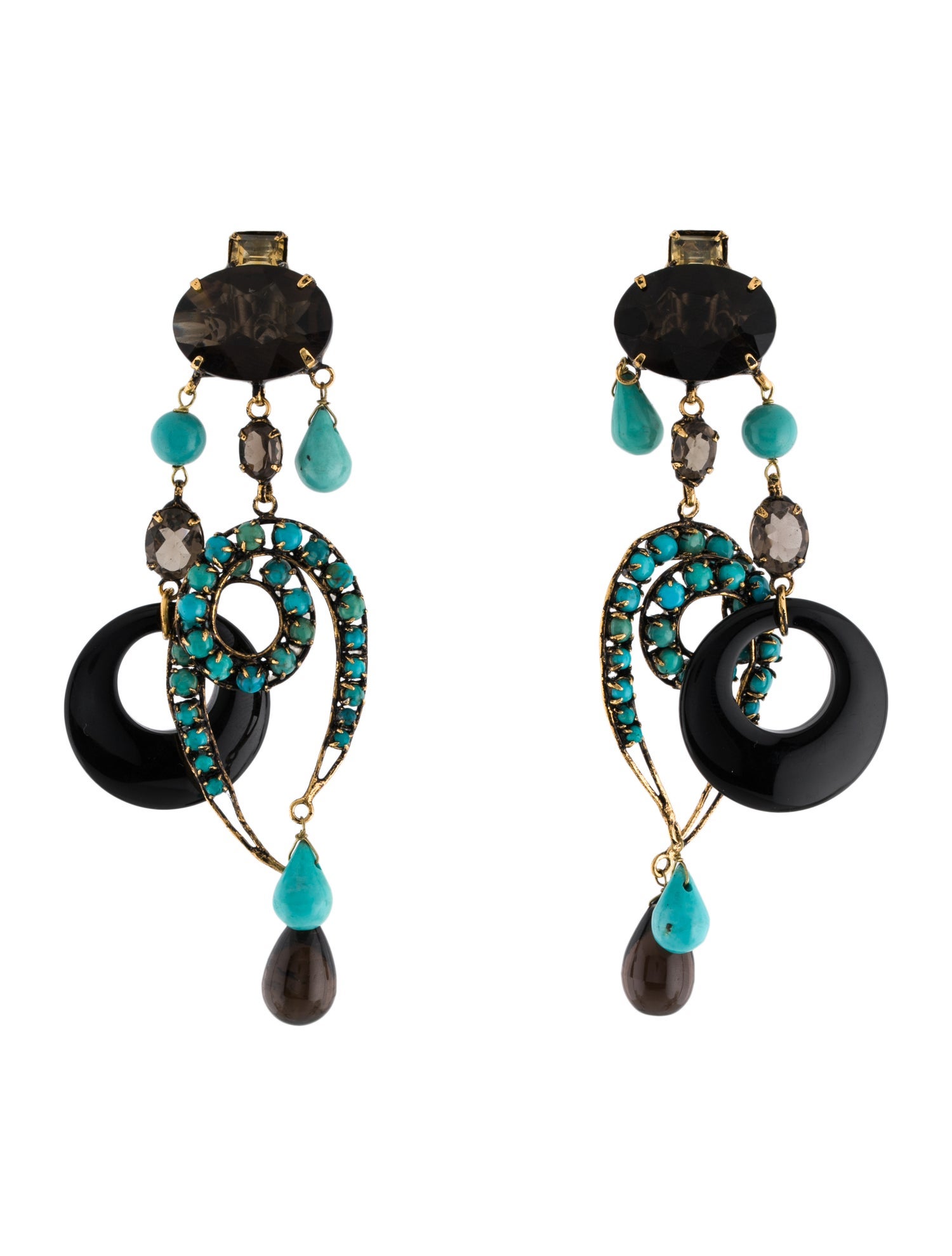 Iradj Moini Multistone Swirl Clip-On Earrings