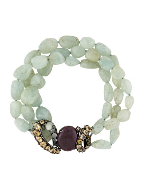 Iradj Moini Crystal & Multi Stone Triple Strand Collar Necklace